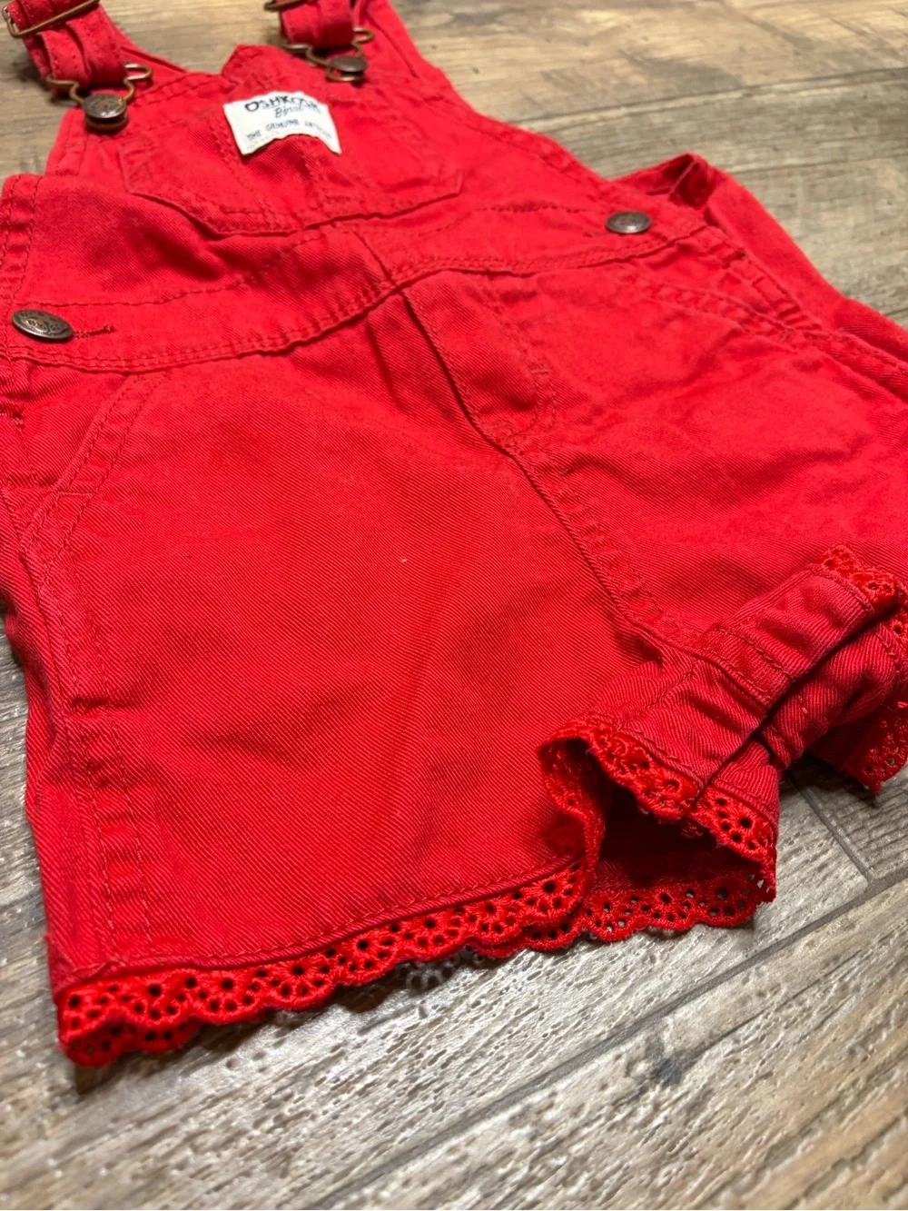 Oshkosh Bright Red Toddler Girls' Short Overalls